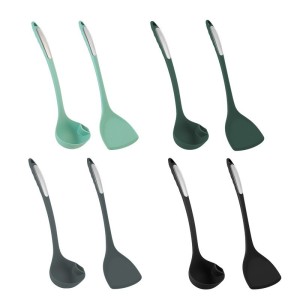Silicone spatula non stick pan special food grade high-temperature resistant stir fry spatula with curved handle integrated Chinese spatula new Nordic style