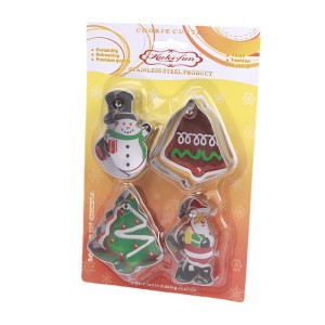 Stainless Steel Biscuit Mold 4-piece Set Christmas Cake Printing Snowman Bell Christmas Tree Santa DIY Baking Tool