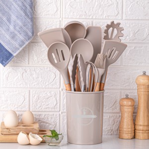 Cooking Non stick Pot Storage Barrel Wooden Handle Silicone Kitchenware 12 Piece Set Silicone Kitchenware 11 Piece Set