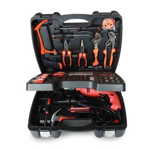 Impact drill household electric tool set, multifunctional electrical woodworking hardware gift combination set, toolbox