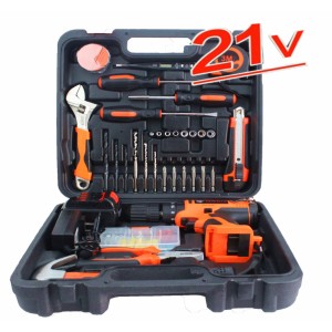 21V electric tool screwdriver lithium drill combination set toolbox household gift manual hardware tools