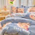 Thickened milk fleece four piece set for winter warmth, coral fleece bed sheet, duvet cover with fleece, three piece set on the bed, flannel
