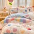 Thickened milk fleece four piece set for winter warmth, coral fleece bed sheet, duvet cover with fleece, three piece set on the bed, flannel