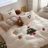 Winter Thick Milk Velvet Four Piece Set ins Cute Cartoon Sheep Velvet Towel Embroidered Bed Sheet Bedding Set