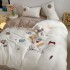 Winter Thick Milk Velvet Four Piece Set ins Cute Cartoon Sheep Velvet Towel Embroidered Bed Sheet Bedding Set