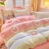 Thickened milk fleece four piece set for winter warmth, coral fleece bed sheet, duvet cover with fleece, three piece set on the bed, flannel