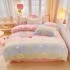 Thickened milk fleece four piece set for winter warmth, coral fleece bed sheet, duvet cover with fleece, three piece set on the bed, flannel