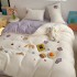 Winter Thick Milk Velvet Four Piece Set ins Cute Cartoon Sheep Velvet Towel Embroidered Bed Sheet Bedding Set