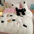Winter Thick Milk Velvet Four Piece Set ins Cute Cartoon Sheep Velvet Towel Embroidered Bed Sheet Bedding Set
