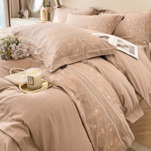 High end delicate and soft volcanic small brushed pure cotton four piece set, 100% cotton bed sheet, winter thick bedding