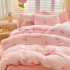 Thickened milk fleece four piece set for winter warmth, coral fleece bed sheet, duvet cover with fleece, three piece set on the bed, flannel