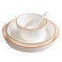 High aesthetic underglaze color light luxury cream style household ceramic tableware set, bowls, plates, noodles, soup bowls, fish dishes, free
