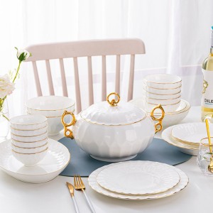 Ceramic household European bone china tableware, bowls, plates, plates, and household business gift combinations can be freely matched