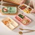 Ceramic Japanese style grid plate breakfast plate, one person eating creative children's home confinement fat reduction rectangular partition rice plate Ceramic Japanese style grid plate breakfast plate, one person eating creative children's home confinement fat reduction rectangular partition rice plate
