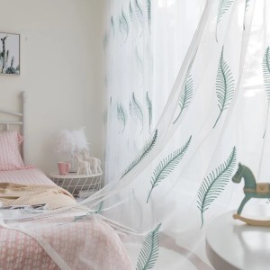 Cross border large feather embroidered window screen, transparent embroidered curtain, living room and bedroom curtains can be customized