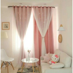 High precision thickened star curtains with hollowed out star shading curtains and window screens for foreign trade double-layer customization