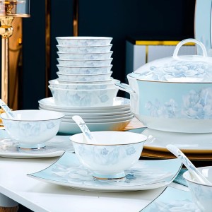 Bowl and Dish Set for Home Use 2024 New Jingdezhen Light Luxury Ceramic Bowl and Dish Relocation High end Chinese Tableware Set