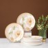 Bowl, Plate, Dish Set for Home Use Japanese Camellia Ceramic Creative Eating Bowl, Noodles Bowl, Plate, Dish and Chopstick Combination