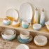Ceramic Bowl Cloth Pattern Bowl and Dish Set Home Ins High Beauty Simple Bowl, Chopstick, Dish and Utensils Complete Set Combination Bowl and Utensils