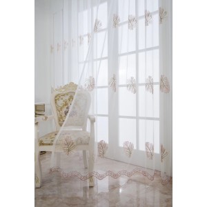 New Banana Leaf Embroidered Window Screen White Screen Embroidered Window Screen Living Room Bedroom Special Cross border