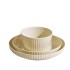 Home ceramic tableware, bowls, plates, noodles, soup bowls, fish plates, free combination gift, anti slip, high aesthetic value, light luxury, vertical patterned cream