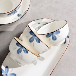 Chinese ceramic household dining bowl, instant noodles bowl set, soup bowl, rice bowl, high aesthetic value, ins design sense