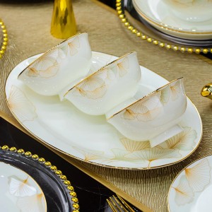 Bowl and Dish Set Jingdezhen Light Luxury New Bone Porcelain High Temperature Ceramic Bowl and Dish Chopsticks Factory Wholesale Wedding and Relocation Gifts