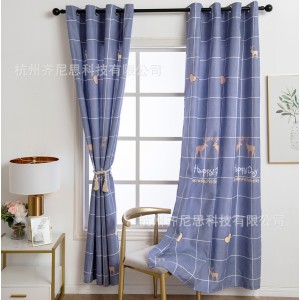 New printed curtains for foreign trade, semi blackout curtains, simple Nordic style, internet famous, deer cross-border exclusive