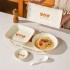 Cute cartoon ceramic bowl, household tableware, polka dot teddy bear, children's couple rice bowl, high aesthetic value bowl and plate set, dining plate