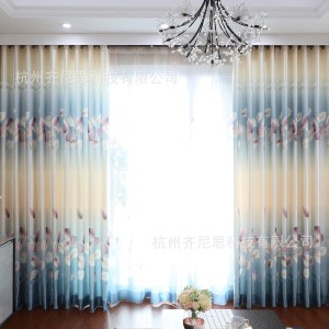 Cross border pastoral printed curtains, blackout fabric, luxury leaf finished curtains, foreign trade, AliExpress, Amazon
