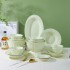 Cream style underglaze colored porcelain grid free combination gift, household ceramic tableware set, bowls, plates, noodles, soup bowls, fish dishes