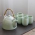 Celadon tea set, household tea pot, tea cup, Jingdezhen ceramic, modern and simple Japanese style set, large handle teapot