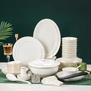 Jingdezhen Ceramic 56 Head Bone Porcelain Tableware Household Set Bowl Plate Plate Plate European High end Tableware Plate Gift Wholesale