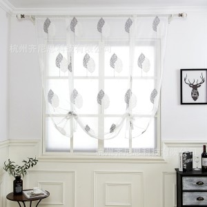 Cross mirror lifting curtain Roman curtain finished curtain window screen two-color banyan tree embroidery Amazon AliExpress