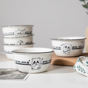 Ceramic Bowl 2024 New Dining Bowl Panda Pattern Rice Bowl Household Set High Beauty Japanese Tableware