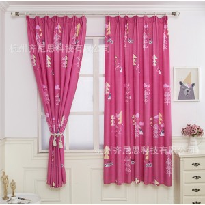 Foreign trade printed curtains, semi blackout curtains, romantic girl style triangular tree cross-border exclusive supply
