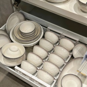 Ins style gradient gray rice bowl high-end ceramic dish set, household thick plate combination, complete set wholesale