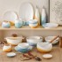 Ceramic Bowl Cloth Pattern Bowl and Dish Set Home Ins High Beauty Simple Bowl, Chopstick, Dish and Utensils Complete Set Combination Bowl and Utensils