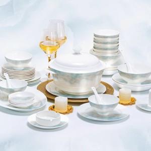 High end 2023 new underglaze color bone china tableware set Jingdezhen ceramic bowl and dish set for home relocation