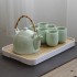 Celadon tea set, household tea pot, tea cup, Jingdezhen ceramic, modern and simple Japanese style set, large handle teapot