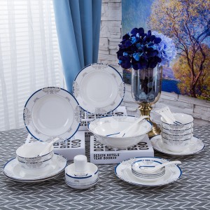 Bowl set Jingdezhen ceramic tableware bone porcelain tableware set 28 head round wholesale gift