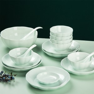 Household bowl and plate set, Japanese colored glazed tableware set, creative small and fresh bowl and plate set, rice bowl, large soup bowl