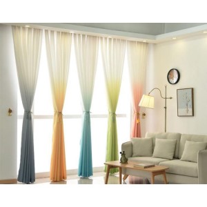 Amazon cross-border hot selling gradient fabric curtains, window screens, semi blackout printed curtains, factory direct sales