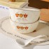 Cute cartoon ceramic bowl, household tableware, polka dot teddy bear, children's couple rice bowl, high aesthetic value bowl and plate set, dining plate