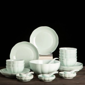 Jingdezhen Ceramic Home Jade Porcelain Pumpkin Rice Noodle Bowl Set Chinese Bowl Plate Plate Free Combination