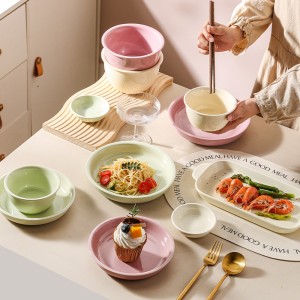 Milk whoosh tableware bowls for home use 2024 new underglaze color ceramic bowls and plates complete set of creative ceramic bowls for home use wholesale