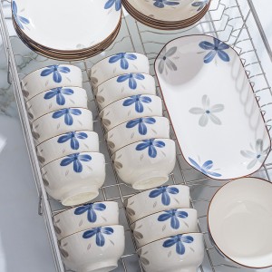 High aesthetic ins design ceramic bowl Jingdezhen household dining bowl instant noodles rice bowl plate soup bowl rice bowl rice bowl rice bowl