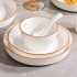 High aesthetic underglaze color light luxury cream style household ceramic tableware set, bowls, plates, noodles, soup bowls, fish dishes, free