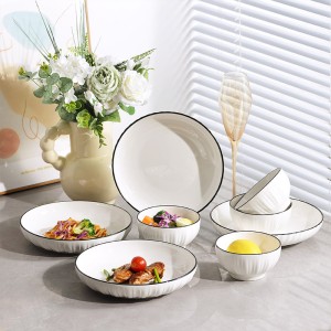 Home relief bowl, plate, soup bowl 2024 new ceramic tableware set, bowl utensils, rice bowl, plate combination simple