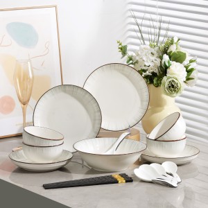 Home Luxury Bowl Plate Soup Bowl 2024 New Ceramic Tableware Set Bowl Chopsticks Bowl Utensils Rice Bowl Plate Combination Simple